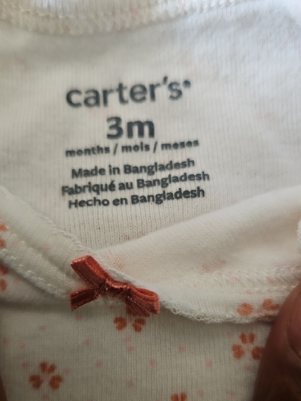 Carter's Peach Floral Short-Sleeve Baby Bodysuit 3months - Picture 5 of 6